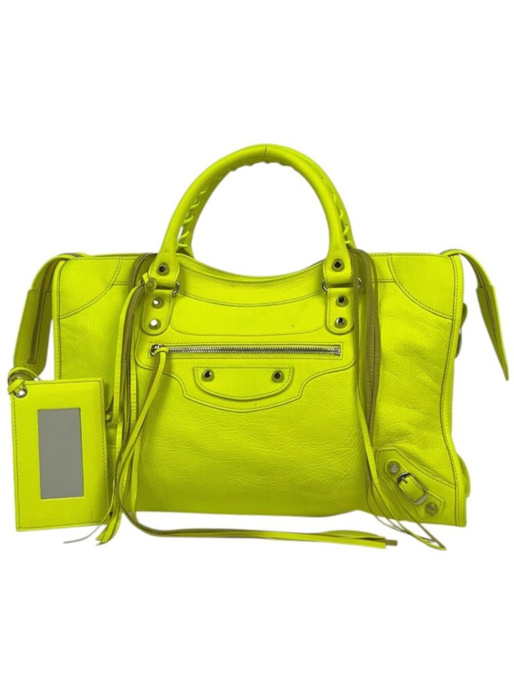 Balenciaga Handbag the City 2-Way Neon Leather Yellow